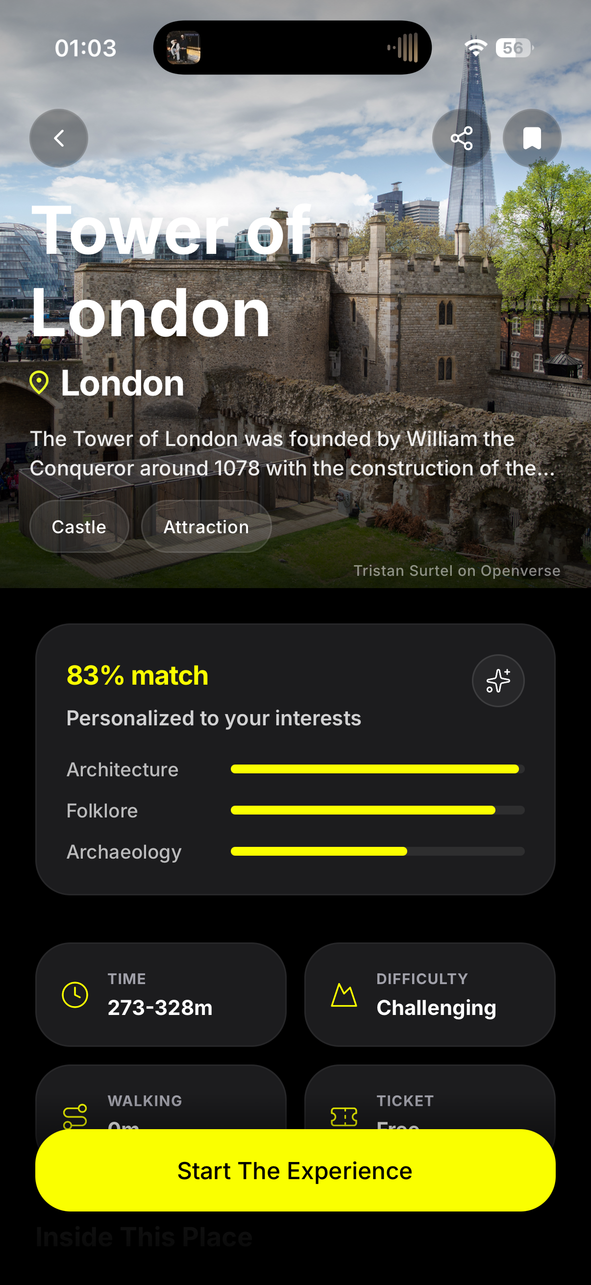 Destination detail with personalization match